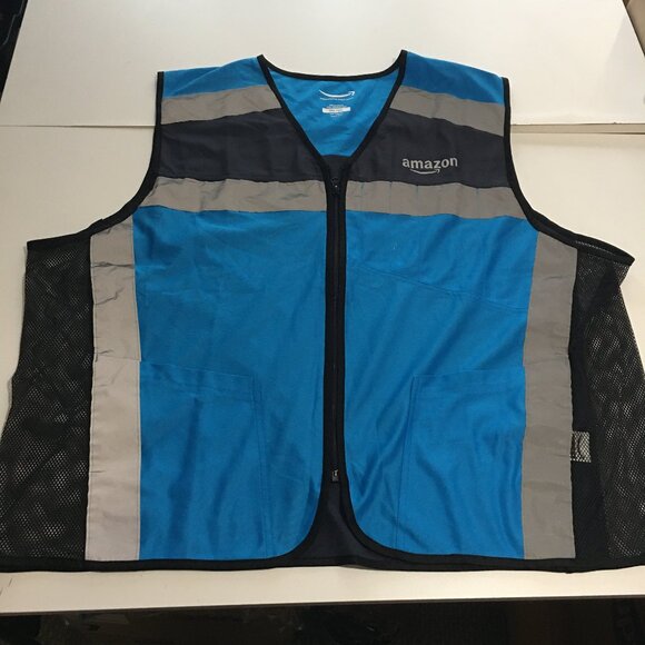 Amazon Blue Employee Uniform High Visibility Vest Sleeveless Zip Up Size 2XL/3XL - Picture 1 of 7